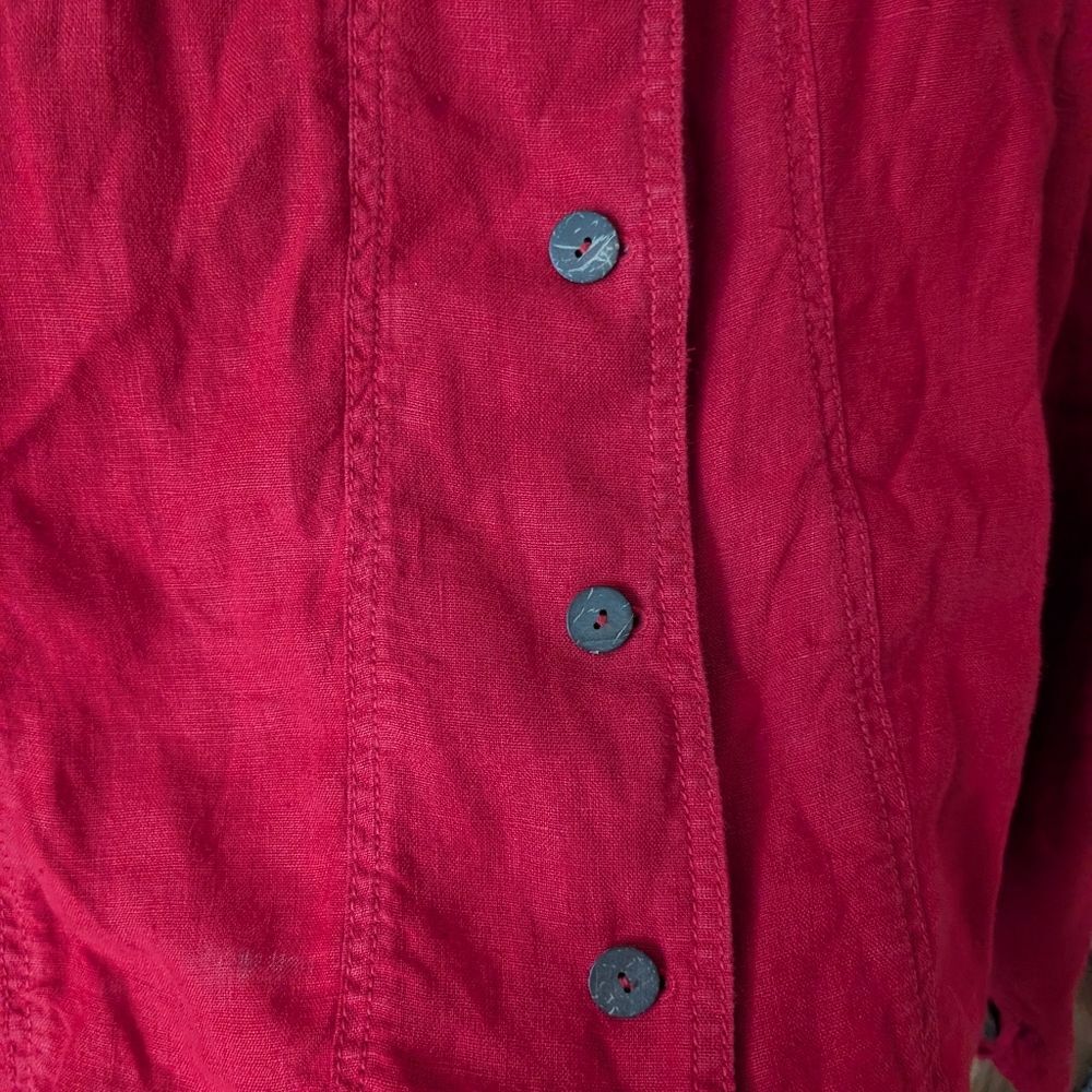 Chico's Red Linen‎ Jacket Button Up Size Large (2) - Picture 4 of 9
